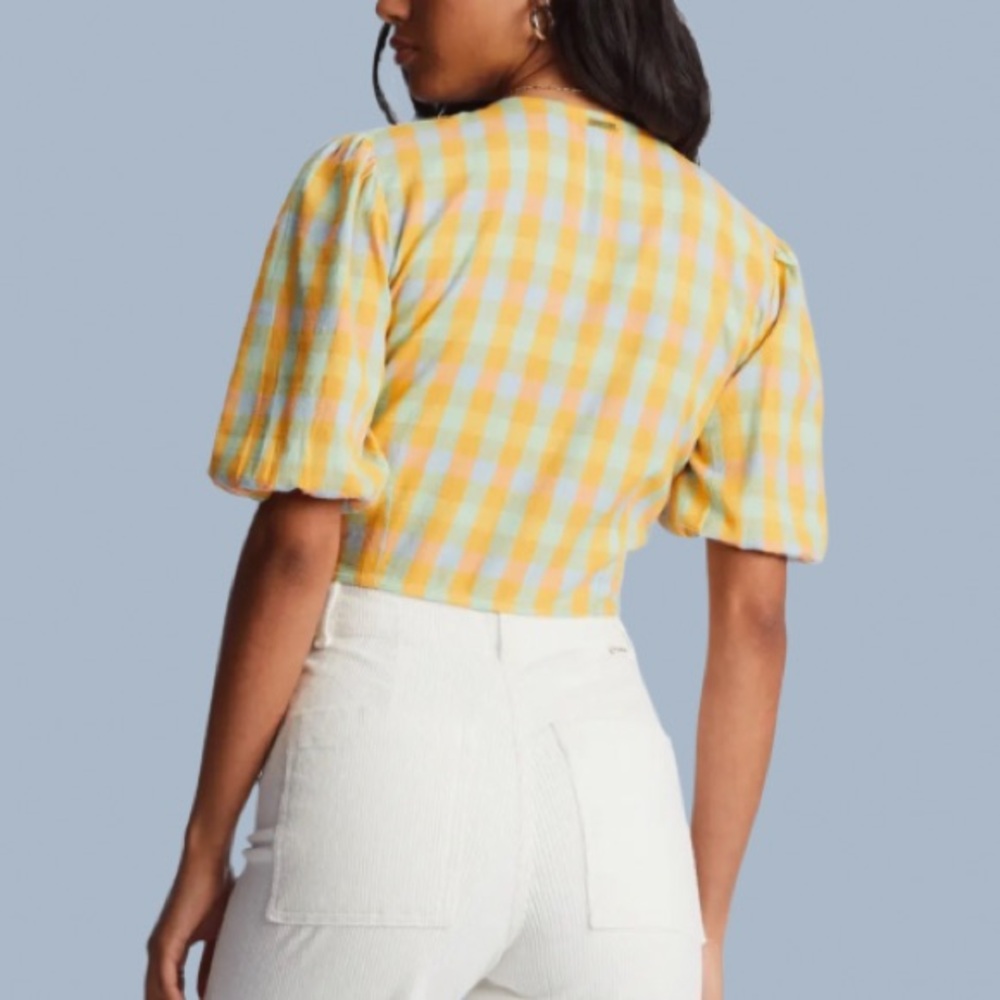 NWT BILLABONG AS YOU WISH
Colorful Gingham Cotton Blend Crop Tie Top - Picture 6 of 8